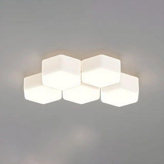 Modular White Hexagonal LED Flush Mount Ceiling Light Zawala Image - 9