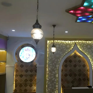 Moroccan Bronze Globe Lantern Restaurant Pendant Light Zawala Image - 6