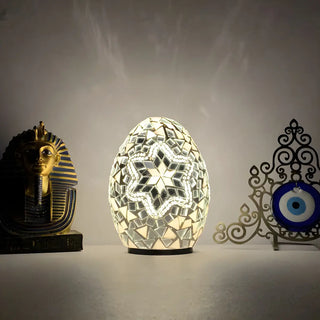 Creative Moroccan Stained Glass Egg Shape Table Lamp Image - 11