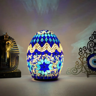 Creative Moroccan Stained Glass Egg Shape Table Lamp Image - 3