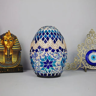 Creative Moroccan Stained Glass Egg Shape Table Lamp Image - 5