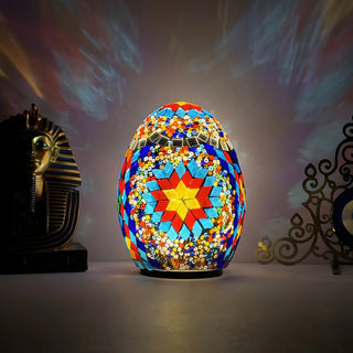 Creative Moroccan Stained Glass Egg Shape Table Lamp Image - 6