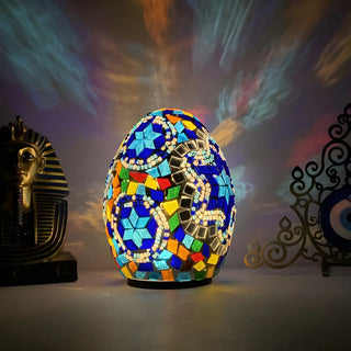 Creative Moroccan Stained Glass Egg Shape Table Lamp Image - 7