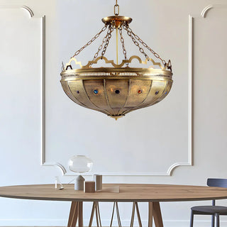 ZOWALA - Moroccan Gold Metal Bowl Pendant Chandelier Image - 1