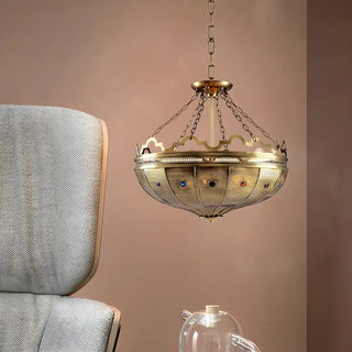 ZOWALA - Moroccan Gold Metal Bowl Pendant Chandelier Image - 2