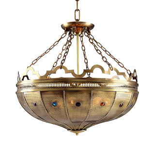 ZOWALA - Moroccan Gold Metal Bowl Pendant Chandelier Image - 4