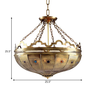 ZOWALA - Moroccan Gold Metal Bowl Pendant Chandelier #size