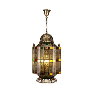 ZOWALA - Art Deco Moroccan Restaurant Color Glass Lantern Chandelier Image - 4