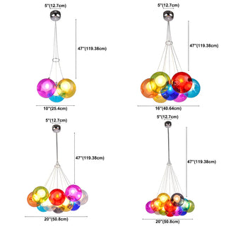Multicolor Glass Bubble Dining Room Haning Chandelier Zawala Image - 13