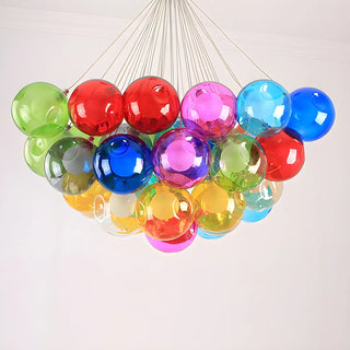 Multicolor Glass Bubble Dining Room Haning Chandelier Zawala Image - 17