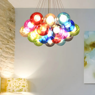 Multicolor Glass Bubble Dining Room Haning Chandelier Zawala Image - 2