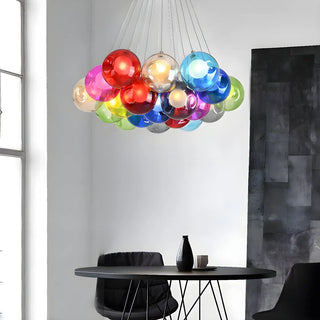 Multicolor Glass Bubble Dining Room Haning Chandelier Zawala Image - 4