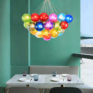 Multicolor Glass Bubble Dining Room Haning Chandelier Zawala Image - 5