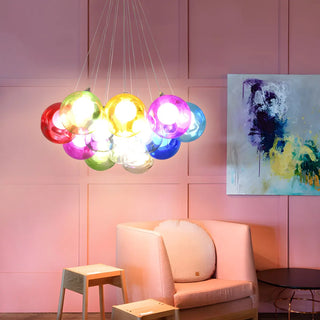 Multicolor Glass Bubble Dining Room Haning Chandelier Zawala Image - 8