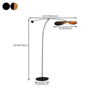 Asymmetrical Modern Black Metal Myrna Floor Lamp #size