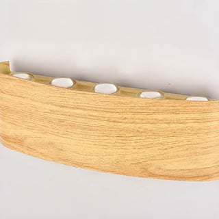 Natural Outdoor Wood Rectangular Up Down Wall Sconce Image - 11