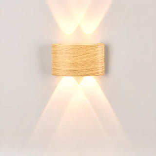 Natural Outdoor Wood Rectangular Up Down Wall Sconce Image - 2