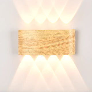 Natural Outdoor Wood Rectangular Up Down Wall Sconce Image - 5