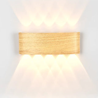Natural Outdoor Wood Rectangular Up Down Wall Sconce Image - 7