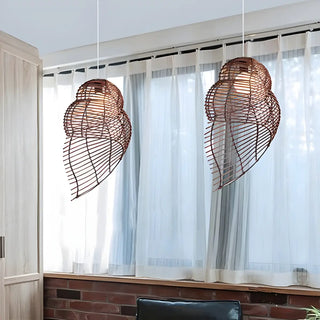 Natural Dining Room Rattan Conch Shaped Pendant Light Zawala Image - 3