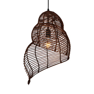 Natural Dining Room Rattan Conch Shaped Pendant Light Zawala Image - 7