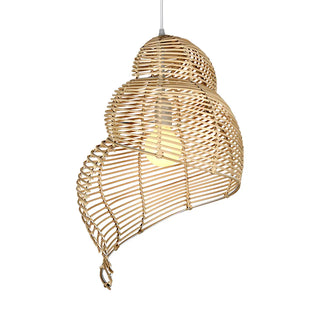 Natural Dining Room Rattan Conch Shaped Pendant Light Zawala Image - 8