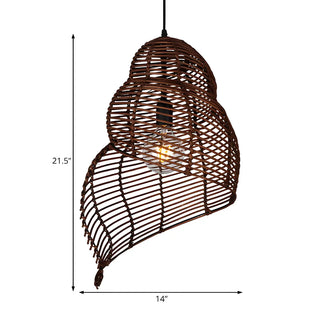 Natural Dining Room Rattan Conch Shaped Pendant Light Zawala Image - 9