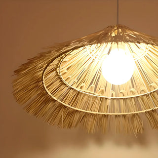 ZOWALA - Oriental Cone Rattan Dining Room Wood Pendant Light Image - 11