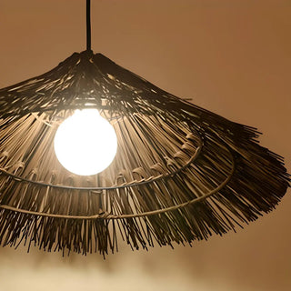 ZOWALA - Oriental Cone Rattan Dining Room Wood Pendant Light Image - 12