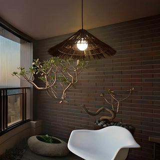 ZOWALA - Oriental Cone Rattan Dining Room Wood Pendant Light Image - 14