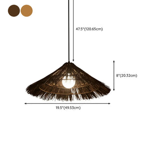 ZOWALA - Oriental Cone Rattan Dining Room Wood Pendant Light Image - 16