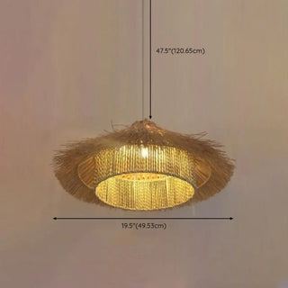 ZOWALA - Oriental Cone Rattan Dining Room Wood Pendant Light Image - 17
