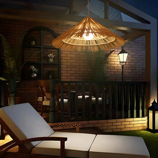 ZOWALA - Oriental Cone Rattan Dining Room Wood Pendant Light Image - 4