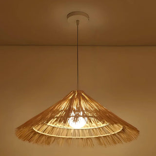 ZOWALA - Oriental Cone Rattan Dining Room Wood Pendant Light Image - 5