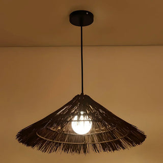 ZOWALA - Oriental Cone Rattan Dining Room Wood Pendant Light Image - 6