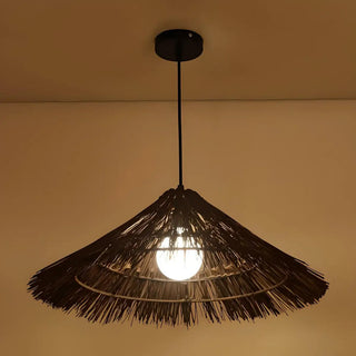 ZOWALA - Oriental Cone Rattan Dining Room Wood Pendant Light Image - 7