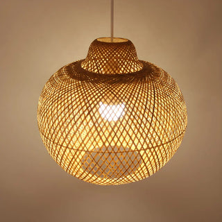Natural Woven Rattan Globe Lantern Restaurant Pendant Light Zawala Image - 3