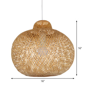 Natural Woven Rattan Globe Lantern Restaurant Pendant Light Zawala #size