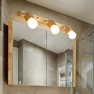 ZOWALA - Rustic Wooden Geometric 3-Light Vanity Sconce Light Image - 1