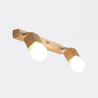 ZOWALA - Rustic Wooden Geometric 3-Light Vanity Sconce Light Image - 11
