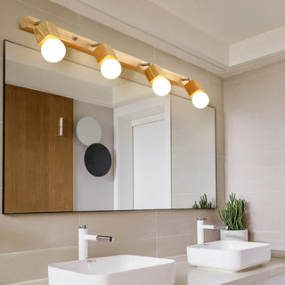 ZOWALA - Rustic Wooden Geometric 3-Light Vanity Sconce Light Image - 2