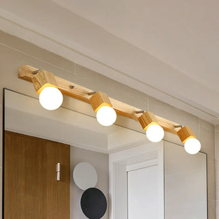ZOWALA - Rustic Wooden Geometric 3-Light Vanity Sconce Light Image - 6