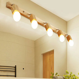 ZOWALA - Rustic Wooden Geometric 3-Light Vanity Sconce Light Image - 8
