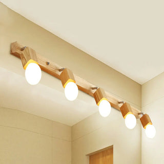 ZOWALA - Rustic Wooden Geometric 3-Light Vanity Sconce Light Image - 9