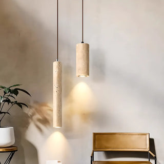 ZOWALA - Classic Natural Stone Cylinder Pendant Light Bedroom Image - 3