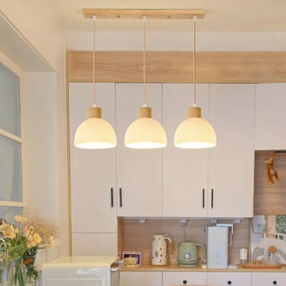 ZOWALA - Modern Textured White Glass Dome Pendant Light Image - 1