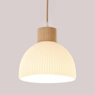 ZOWALA - Modern Textured White Glass Dome Pendant Light Image - 12