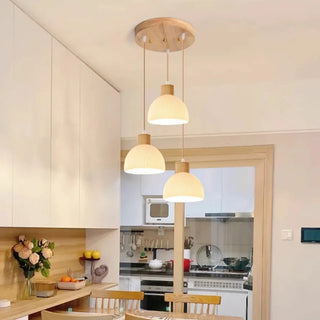 ZOWALA - Modern Textured White Glass Dome Pendant Light Image - 2