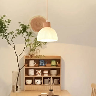 ZOWALA - Modern Textured White Glass Dome Pendant Light Image - 6
