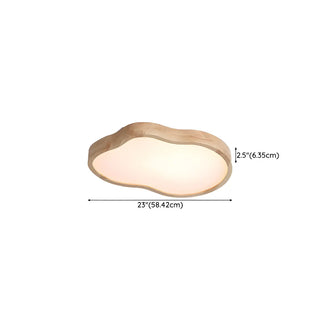 Natural Wood Cloud-Shaped LED Flush Mount Light 3-Light Zawala Image - 10
